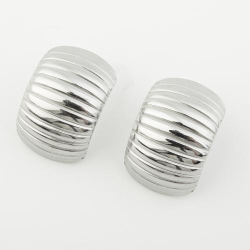 Stainless Steel Stud Earrings, 304 Stainless Steel, polished, for woman, platinum color, Sold By Pair