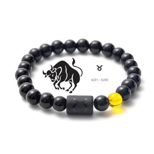Black Agate Bracelets with Tiger Eye handmade Zodiac symbols jewelry & Unisex Sold By PC