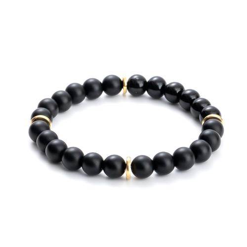 Gemstone Bracelets, Tibetan Style, with Abrazine Stone, handmade, Unisex & different size for choice, black, Sold By PC
