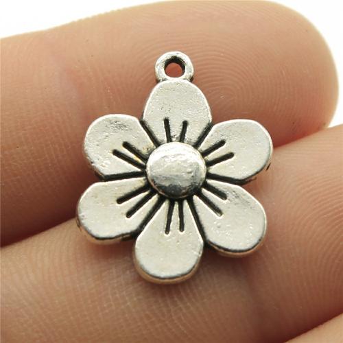 Tibetan Style Flower Pendants, antique silver color plated, DIY, 21x17mm, Sold By PC