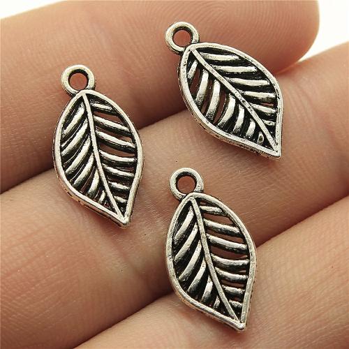 Tibetan Style Leaf Pendants, antique silver color plated, DIY, 20x10mm, Sold By PC
