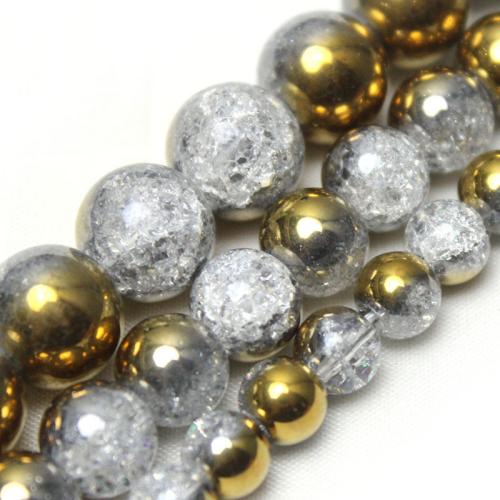 Quartz naturel bijoux perles, cristal, Rond, poli, DIY & normes différentes pour le choix & craquelure, Vendu par brin