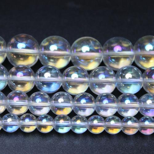 Runde Kristallperlen, Kristall, bunte Farbe plattiert, DIY & verschiedene Größen vorhanden, Crystal Clear, verkauft von Strang