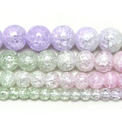 Perles de cristal rondes , poli, dégradé de couleur & DIY & normes différentes pour le choix & craquelure, Vendu par brin