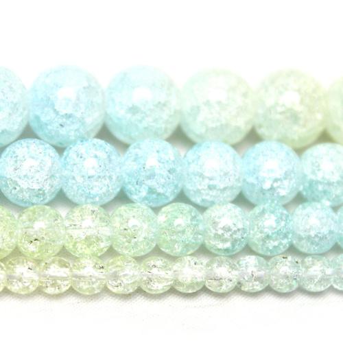 Round Crystal Beads polished gradient color & DIY & crackle Sold By Strand