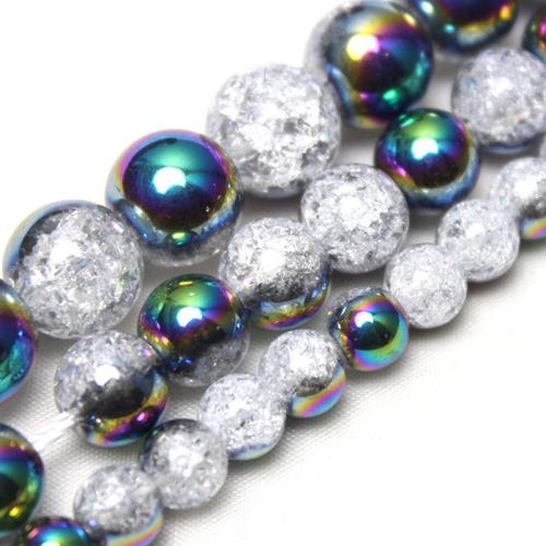 Perles de cristal rondes , Placage coloré, DIY & normes différentes pour le choix & craquelure, Vendu par brin