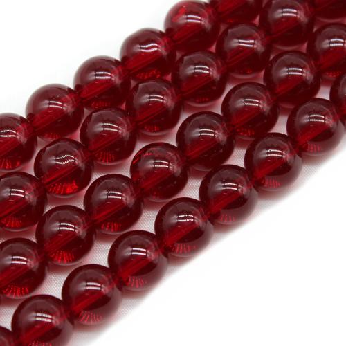 Round Crystal Beads, polished, DIY & different size for choice, Garnet, Sold By Strand