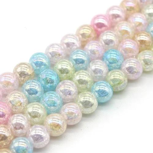 Perles de cristal rondes , Placage coloré, DIY & normes différentes pour le choix & craquelure, multicolore, Vendu par brin