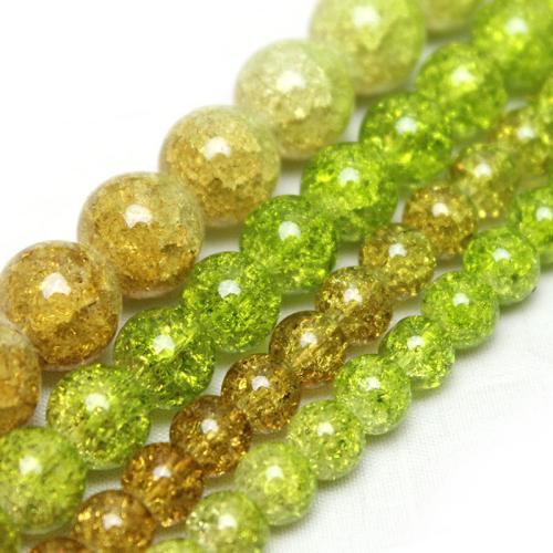 Round Crystal Beads, polished, gradient color & DIY & different size for choice & crackle, Sold By Strand