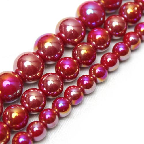 Round Crystal Beads, polished, DIY & different size for choice, Dark Red Coral AB, Sold By Strand