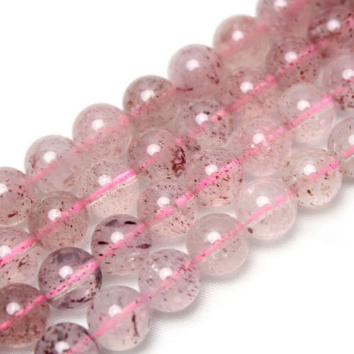 Quartz naturel bijoux perles, Strawberry Quartz, Rond, poli, DIY, grade AAA, 8mm, Vendu par brin