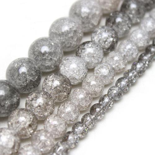 Round Crystal Beads, polished, gradient color & DIY & different size for choice & crackle, Sold By Strand