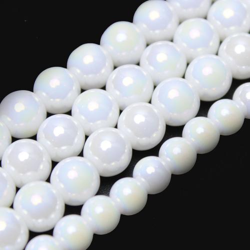 Round Crystal Beads, polished, DIY & different size for choice, White Alabaster, Sold By Strand