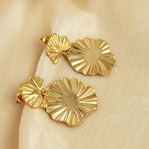 Stainless Steel Stud Earrings 304 Stainless Steel with 201 Stainless Steel fashion jewelry & for woman golden Sold By Pair