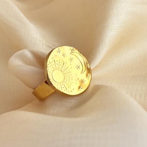 Rozsdamentes acél Finger Ring, 304 rozsdamentes acél, divat ékszerek & a nő, aranysárga, Által értékesített PC