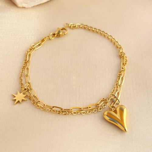 Stainless Steel Jewelry Bracelet 304 Stainless Steel fashion jewelry & for woman golden Length Approx 15-20 cm Sold By PC