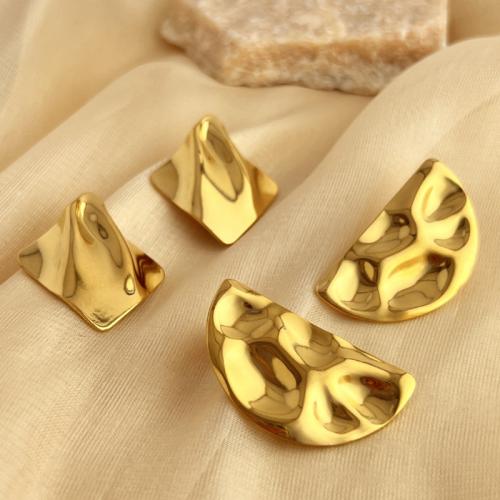 Pendientes de Acero Inoxidable, acero inoxidable 304, con Acero inoxidable 201, 18K chapado en oro, Joyería & diferentes estilos para la opción & para mujer, dorado, Vendido por Par