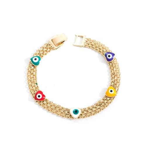 Evil Eye Jewelry Bracelet, Brass, fashion jewelry & different styles for choice & for woman & enamel, Length:Approx 19.5 cm, Sold By PC