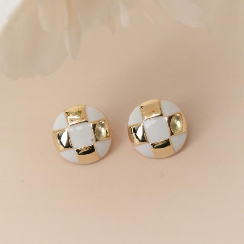 Brass Stud Earring, fashion jewelry & for woman, 20x20mm, Sold By Pair