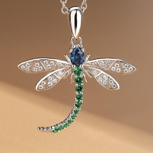 Cubic Zircon Micro Pave Brass Necklace Dragonfly fashion jewelry & micro pave cubic zirconia & for woman 20mm Sold Per Approx 45 cm Strand