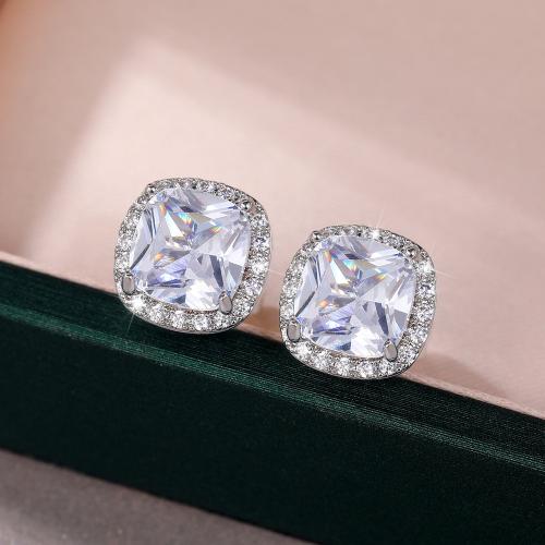 Cubic Zirconia Micro Pave Latão Brinco, cobre, joias de moda & micro pavimento em zircônia cúbica & para mulher, Mais cores pare escolha, 11mm, vendido por par