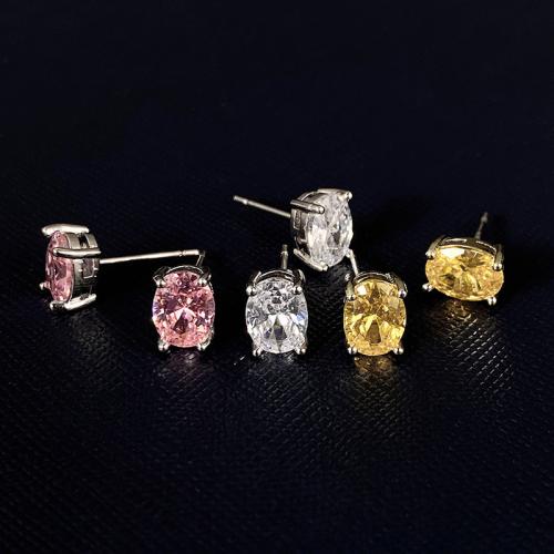 Cubic Zirconia Micro Pave Latão Brinco, cobre, joias de moda & micro pavimento em zircônia cúbica & para mulher, Mais cores pare escolha, 6x8mm, vendido por par