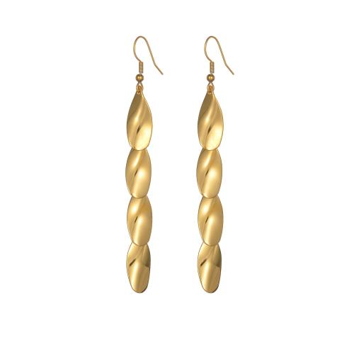 Stainless Steel Drop Earring 304 Stainless Steel 18K gold plated fashion jewelry & for woman golden 88mm Sold By Pair