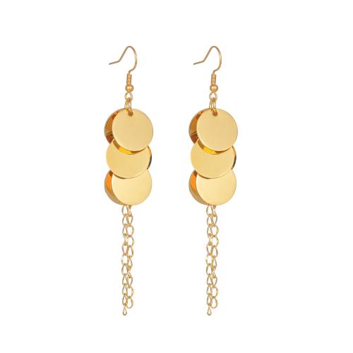 Stainless Steel Drop Earring 304 Stainless Steel 18K gold plated fashion jewelry & for woman golden 93mm Sold By Pair