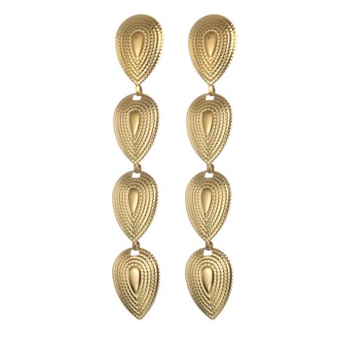 Boucle d'oreille goutte inox, Acier inoxydable 304, bijoux de mode & pour femme, doré, 105x18mm, Vendu par paire