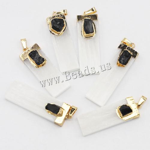Gemstone Pendants Jewelry Gypsum Stone with Schorl & Brass & Iron & 304 Stainless Steel plated DIY 60-40mm 25-15mm 15-10mm Sold By PC