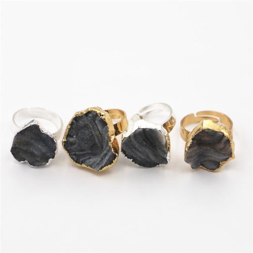 Agate fingerring, Mässing, med Agat, Oregelbunden, plated, Justerbar & Unisex, fler färger för val, nickel, bly och kadmium gratis, stone:10-40x5mm,ring inside diameter:17-21mm, Säljs av PC