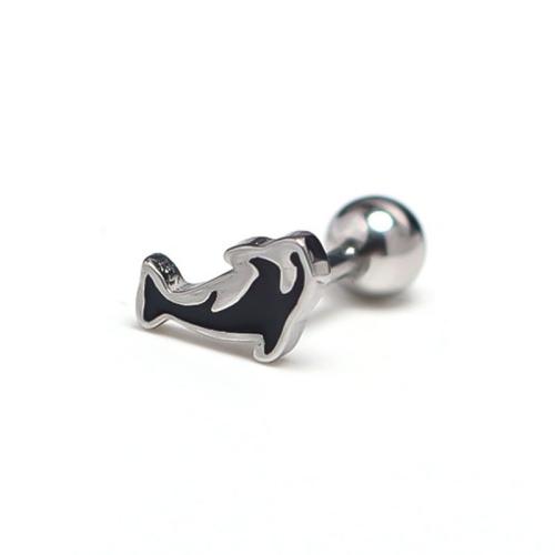 Stainless Steel Stud Earrings 304 Stainless Steel Dolphin Vacuum Ion Plating fashion jewelry & Unisex & enamel Sold By PC