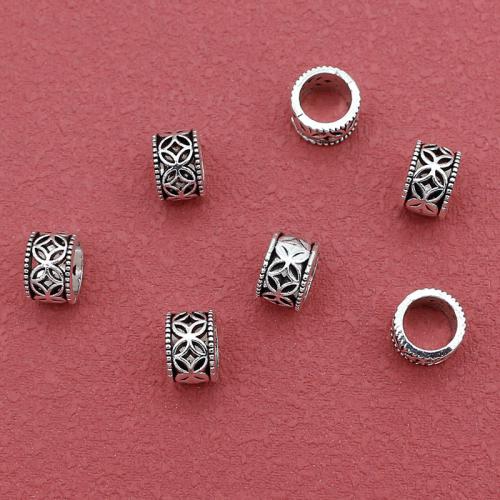 aleación de zinc abalorio con ajugero largo, chapado en color de plata, Bricolaje, libre de níquel, plomo & cadmio, 8x5mm, agujero:aproximado 5.5mm, aproximado 200PCs/Bolsa, Vendido por Bolsa