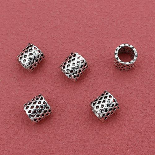 aleación de zinc abalorio con ajugero largo, chapado en color de plata, Bricolaje, libre de níquel, plomo & cadmio, 8x8mm, agujero:aproximado 5.5mm, aproximado 200PCs/Bolsa, Vendido por Bolsa