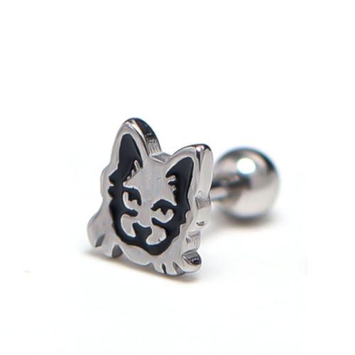 Stainless Steel Stud Earrings 304 Stainless Steel Tiger Vacuum Ion Plating fashion jewelry & Unisex & enamel Sold By PC