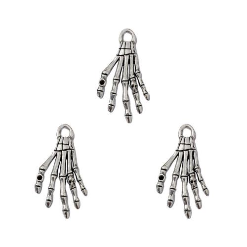 Zink Alloy Hand Hängen, antik silver pläterad, DIY, nickel, bly och kadmium gratis, 19x35mm, 100PC/Bag, Säljs av Bag