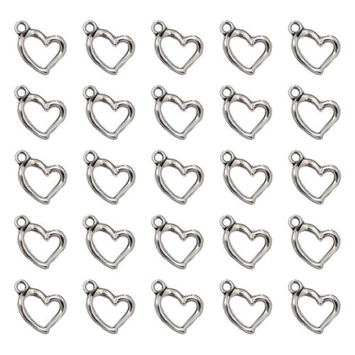 Zinklegering Hart Hangers, Zinc Alloy, antiek zilver plated, DIY, nikkel, lood en cadmium vrij, 13x13mm, 100pC's/Bag, Verkocht door Bag