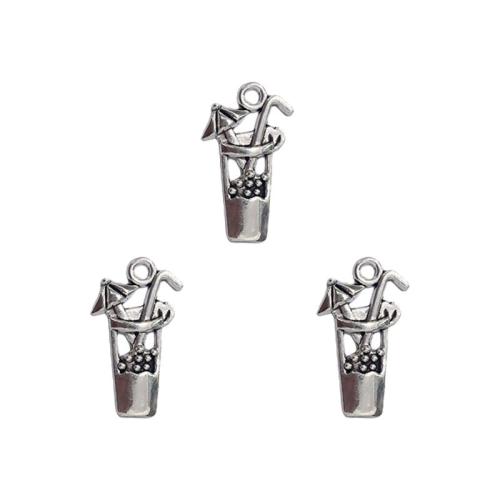 Pendentifs en alliage de zinc, tasse, Plaqué de couleur d'argent, DIY, protéger l'environnement, sans nickel, plomb et cadmium, 13x23mm, 100PC/sac, Vendu par sac