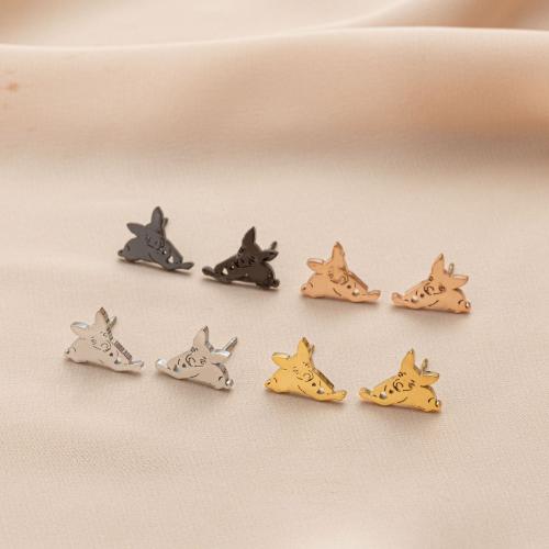 Stainless Steel Stud Earrings 304 Stainless Steel Dog plated cute & for woman nickel lead & cadmium free 12mm Sold By Pair