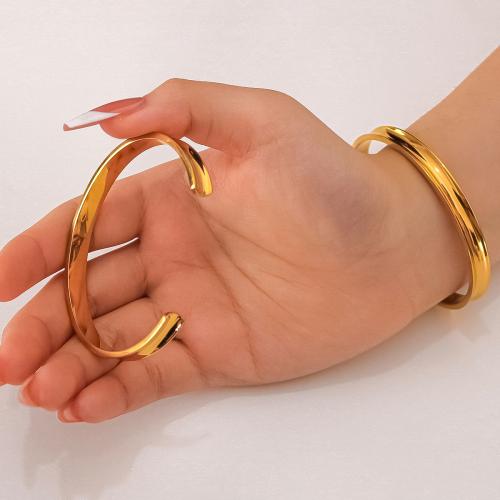 Bracelet en acier inoxydable, Acier inoxydable 304, Placage de couleur d'or, bijoux de mode, doré, Vendu par PC