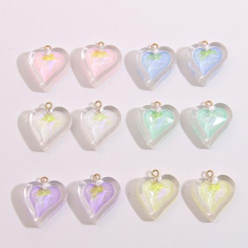 الراتنج قلادة, قلب, ديي & مع حجر الراين, المزيد من الألوان للاختيار, 26x23mm, تباع بواسطة PC
