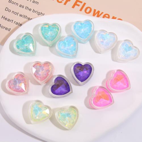 Hair Accessories DIY Findings, Resin, Heart, with rhinestone, more colors for choice, 24x24mm, Sold By PC