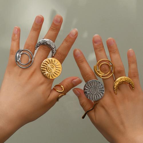 خاتم إصبع الفولاذ المقاوم للصدأ, 304 الفولاذ المقاوم للصدأ, لون الذهب مطلي, مجوهرات الموضة & تصاميم مختلفة للاختيار, ذهبي, تباع بواسطة PC