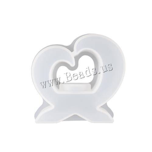 DIY Epoxy Mold Set, Silicone, Heart, white, Sold By PC