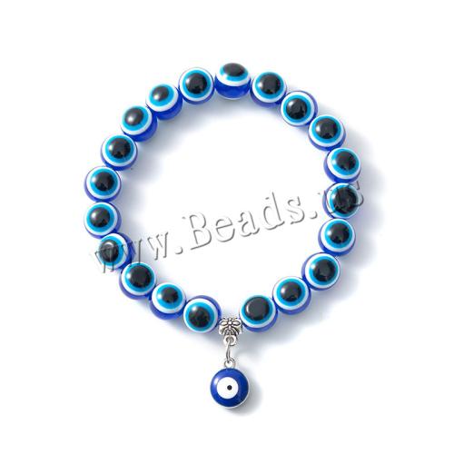 Bracelet Evil Eye bijoux, alliage de zinc, avec chalumeau, unisexe & styles différents pour le choix & pavé de micro zircon, bleu, Vendu par PC