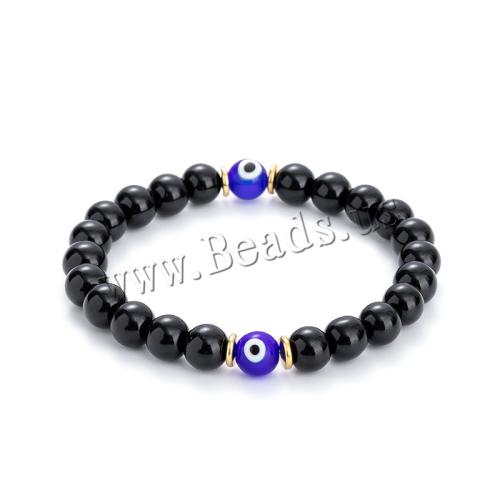 Evil Eye Jewelry Bracelet, Tibetan Style, with Lampwork, handmade, Unisex & different size for choice, black, Length:Approx 16 cm, Sold By PC