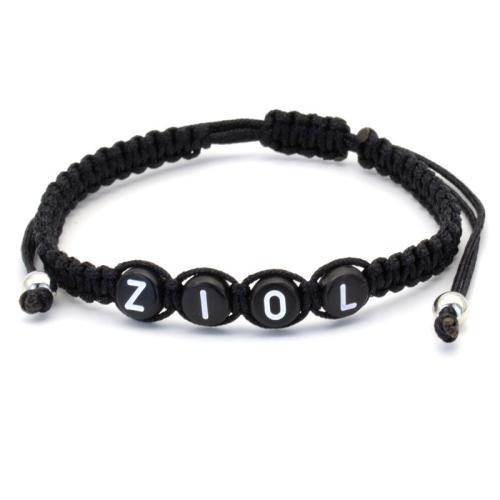 Fashion Opret Wax Cord Armbånd, Akryl, med Voks, Unisex, sort, Længde Ca. 16-30 cm, Solgt af PC