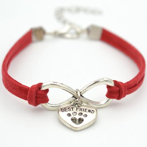 Bracelet en alliage de zinc, avec Velveteen, avec 5cm chaînes de rallonge, unisexe, plus de couleurs à choisir, Longueur:Environ 16.5 cm, Vendu par PC