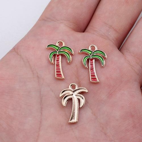 Zinc Alloy Enamel Pendants Palm Tree gold color plated DIY mixed colors Sold By PC