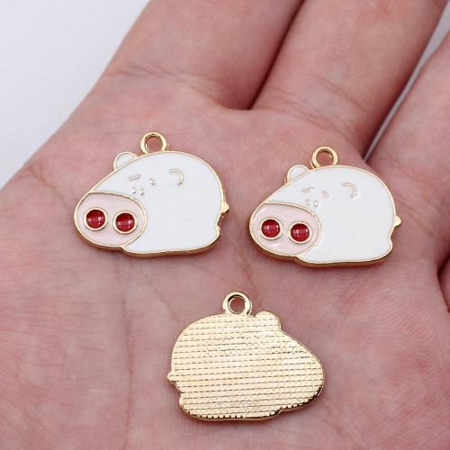 Zinc Alloy Enamel Pendants Pig gold color plated DIY mixed colors Sold By PC